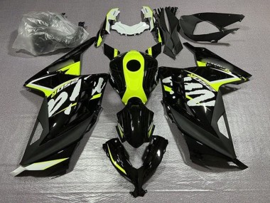 Mejores Carenados Moto Kawasaki EX300 2013-2024 - Negro Brillante Neon Amarillo Blanco