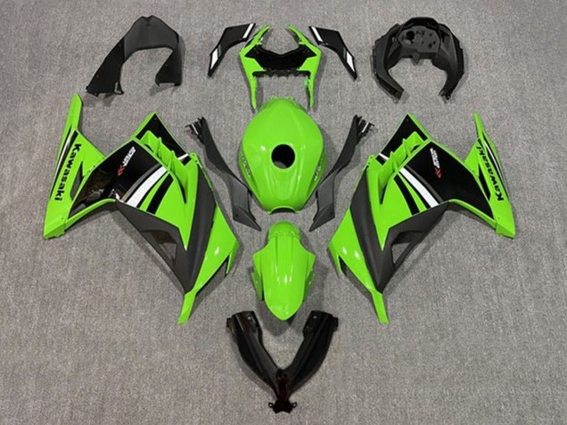 Mejores Carenado Moto Kawasaki EX300 2013-2024 - Verde Blanco Negro Raya
