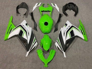 Mejores Carenados Moto Kawasaki EX300 2013-2024 - Verde Blanco Negro Raya
