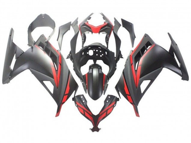 Mejores Carenado Moto Kawasaki EX300 2013-2024 - Negro Mate Rojo