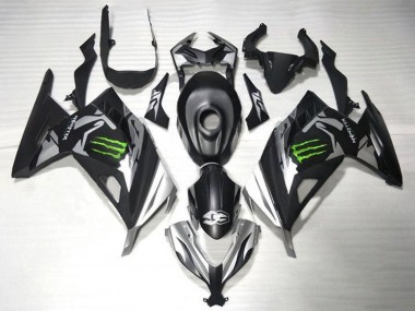 Mejores Carenados Moto Kawasaki EX300 2013-2024 - Negro Mate Plata Verde Monstruo