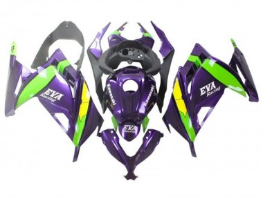 Mejores Carenados Moto Kawasaki EX300 2013-2024 - Púrpura Verde Amarillo EVA Racing
