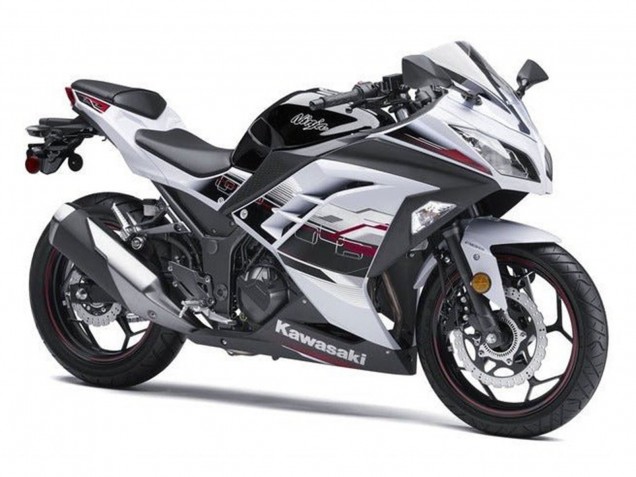Mejores Carenados Moto Kawasaki EX300 2013-2024 - Blanco Negro Rojo Accents