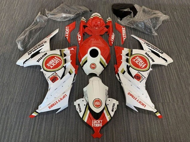 Mejores Carenados Moto Kawasaki EX300 2013-2024 - Blanco Rojo Lucky Strike