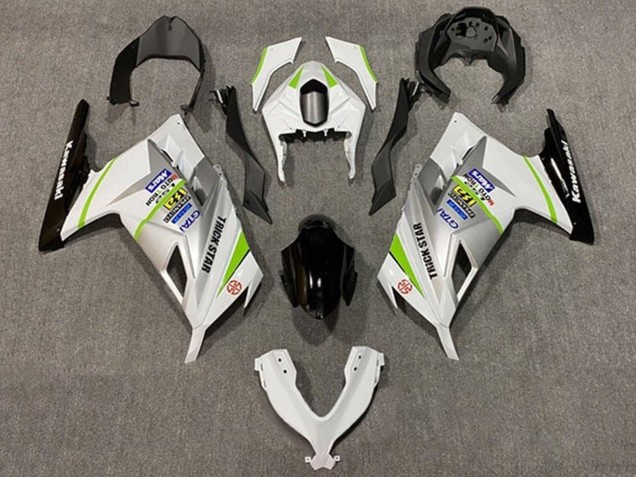 Mejores Carenados Moto Kawasaki EX300 2013-2024 - Blanco Plata Verde Negro