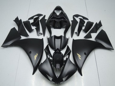 Mejores Carenados Moto Yamaha YZF R1 2012-2014 - Negro Brillante Negro Mate Oro Calcomanías