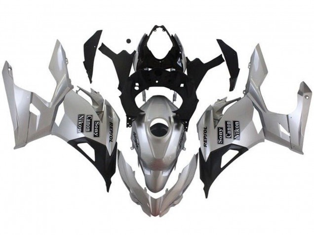 Mejores Carenados Moto Kawasaki Ninja 400 2018-2024 - Plata Negro Repsol
