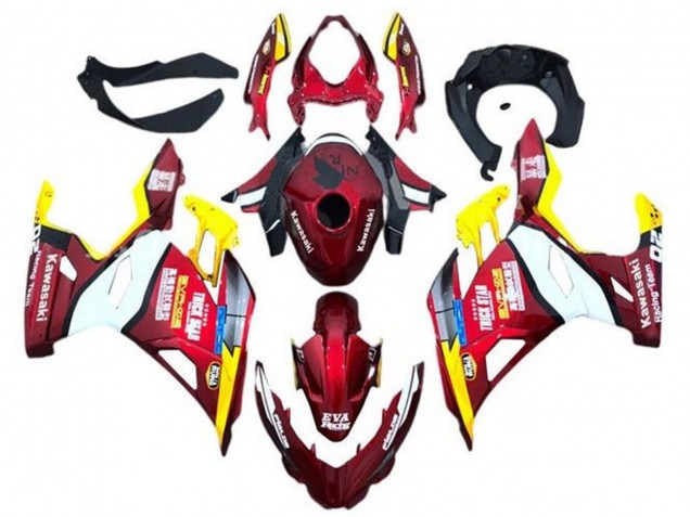 Mejores Carenados Moto Kawasaki Ninja 400 2018-2024 - Rojo Amarillo Blanco Azul EVA Racing