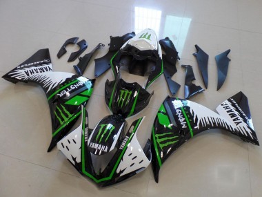 Mejores Carenado Moto Yamaha YZF R1 2012-2014 - Blanco Negro Verde Monstruo