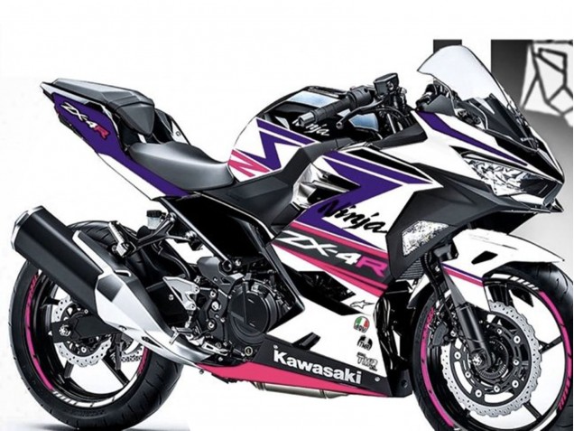Mejores Carenados Moto Kawasaki Ninja 400 2018-2024 - Blanco Púrpura Rosa