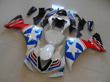 Mejores Carenados Moto Yamaha YZF R1 2012-2014 - Blanco Azul Rojo Negro Estrella