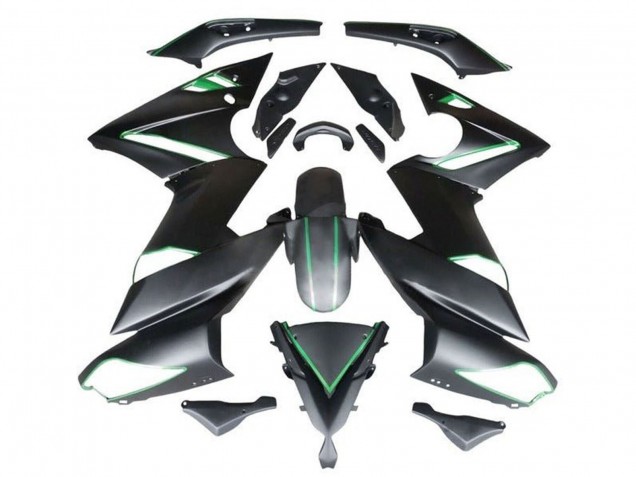 Mejores Carenados Moto Kawasaki Ninja 650 EX650 2009-2011 - Negro Mate Verde Raya