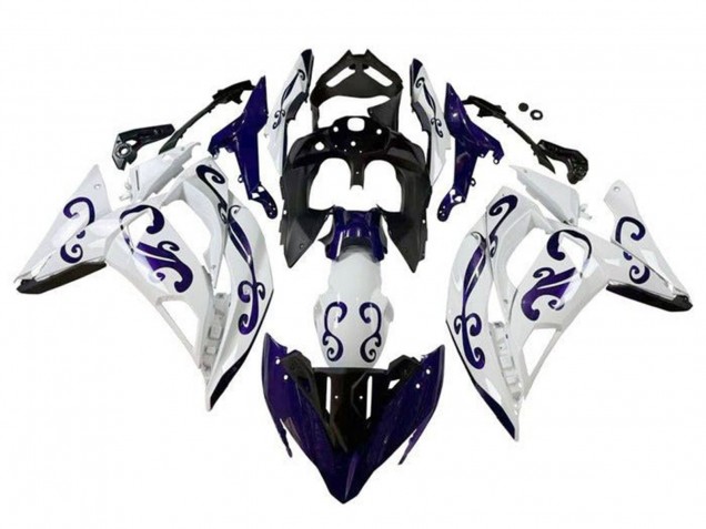 Mejores Carenados Moto Kawasaki Ninja 650 EX650 2017-2019 - Blanco Azul Oscuro Negro