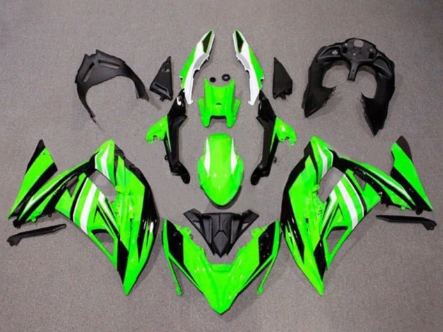 Mejores Carenados Moto Kawasaki Ninja 650 EX650 2017-2019 - Verde Blanco Negro Raya