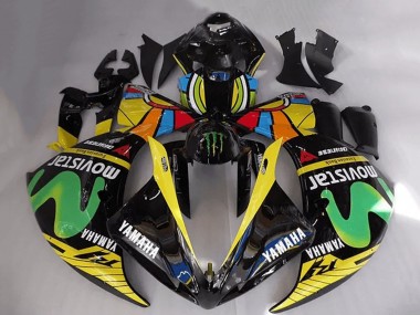 Mejores Carenados Moto Yamaha YZF R1 2012-2014 - Negro Brillante Amarillo Verde Blanco Azul MoviStar Monstruo