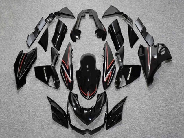 Mejores Carenados Moto Kawasaki Z1000 2010-2013 - Negro Brillante Rojo Raya