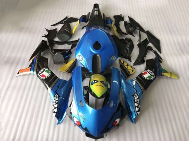 Mejores Carenado Moto Yamaha YZF R1 2015-2019 - Azul Amarillo Tiburón