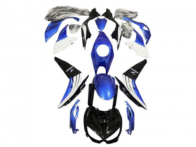 Mejores Carenados Moto Kawasaki Z1000 2014-2019 - Azul Blanco Negro Brillante