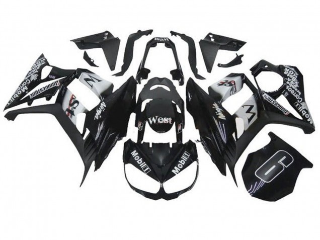 Mejores Carenados Moto Kawasaki Z1000SX 2010-2016 - Negro Brillante Blanco Mobil West