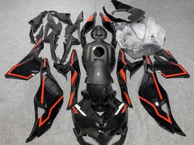 Mejores Carenados Moto Kawasaki ZX25R ZX-25R 2019-2025 - Negro Falso FibraCarbono Rojo