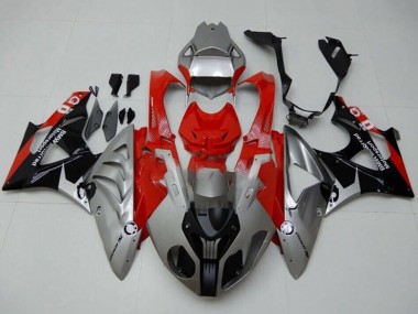 Mejores Carenados Moto BMW S1000RR 2009-2014 - Plata Rojo Negro