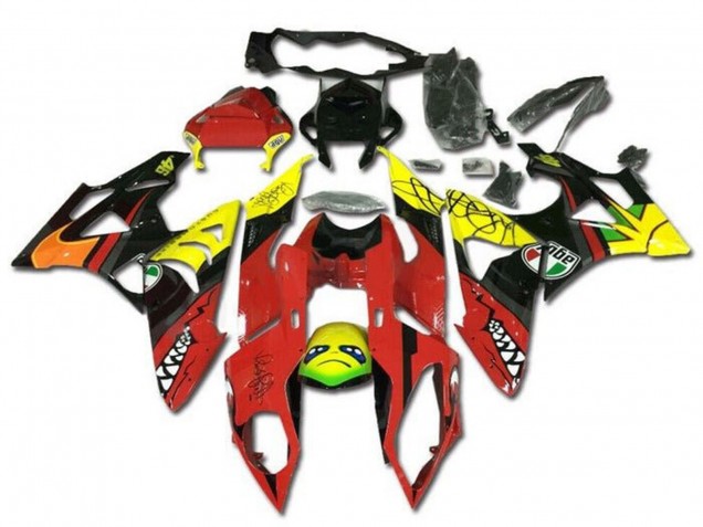 Mejores Carenados Moto BMW S1000RR 2009-2014 - Amarillo Rojo Negro Tiburón