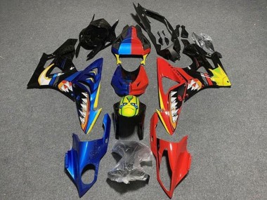 Mejores Carenados Moto BMW S1000RR 2009-2014 - Azul Rojo Amarillo Negro Tiburón