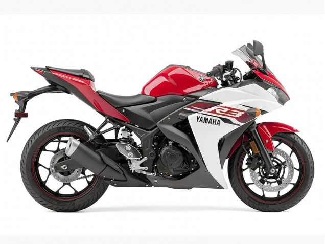 Mejores Carenado Moto Yamaha YZF R3 2015-2018 - Blanco Rojo Negro