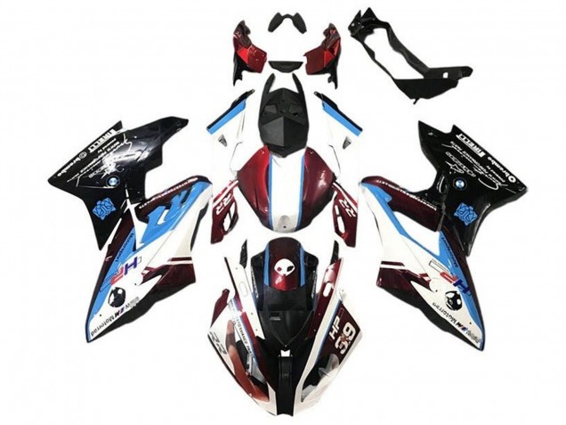 Mejores Carenado Moto BMW S1000RR 2017-2018 - Blanco Azul Rojo Negro Brillante