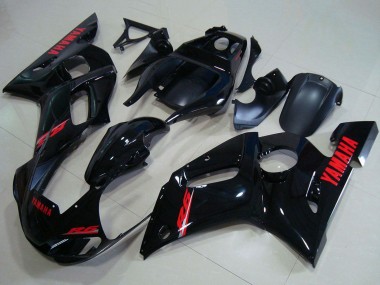 Mejores Carenados Moto Yamaha YZF R6 1998-2002 - Negro Brillante Rojo Calcomanías