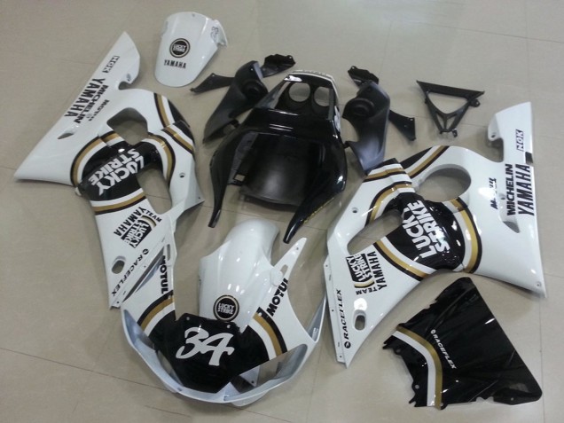 Mejores Carenados Moto Yamaha YZF R6 1998-2002 - Blanco Negro Motul Lucky Strike 34