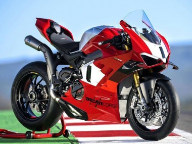 Mejores Carenados Moto Ducati Panigale V4 V4S 2022-2024 - Plata Blanco Rojo Corse