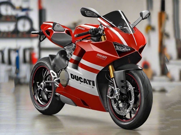 Mejores Carenados Moto Ducati Panigale V4 V4S 2018-2019 - Blanco Rojo Raya