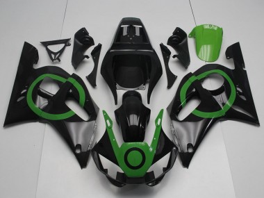 Mejores Carenados Moto Yamaha YZF R6 1998-2002 - Negro Brillante Verde Círculo
