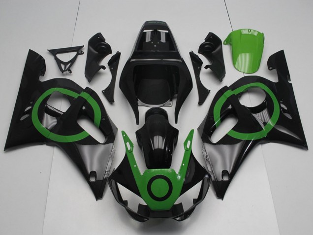 Mejores Carenados Moto Yamaha YZF R6 1998-2002 - Negro Brillante Verde Círculo