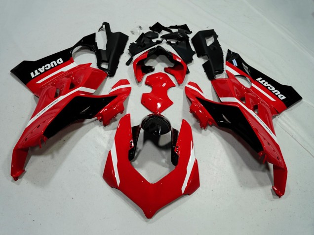 Mejores Carenados Moto Ducati Panigale V4 V4S 2020-2021 - Rojo Blanco Negro Brillante Raya