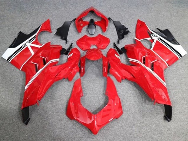 Mejores Carenados Moto Ducati Panigale V4 V4S 2020-2021 - Blanco Rojo Negro Brillante Raya