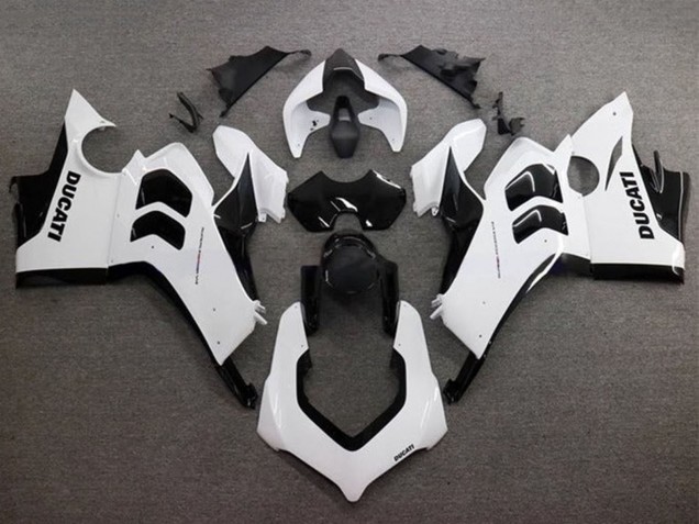 Mejores Carenados Moto Ducati Panigale V4 V4S 2020-2021 - Blanco Brillante Negro Brillante