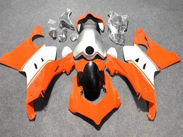 Mejores Carenados Moto Ducati Panigale V4 V4S 2020-2021 - Blanco Plata Naranja