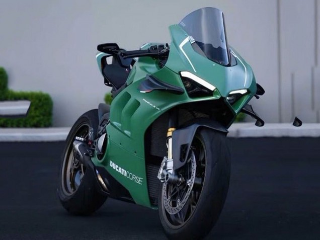 Mejores Carenados Moto Ducati Panigale V4 V4S 2020-2021 - Verde Mate Blanco