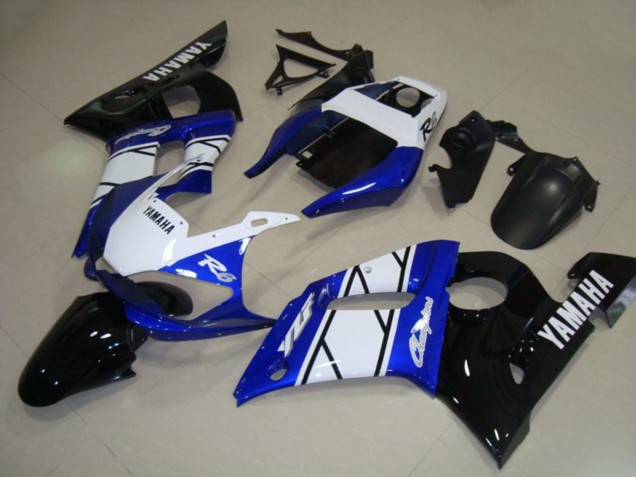 Mejores Carenados Moto Yamaha YZF R6 1998-2002 - Blanco Azul Negro Brillante Champions