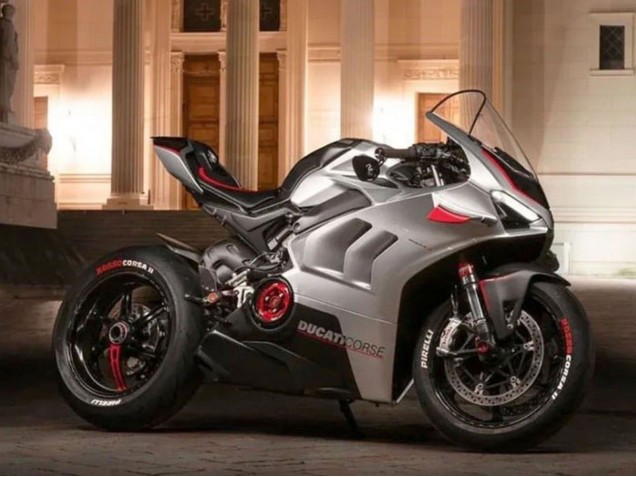 Mejores Carenados Moto Ducati Panigale V4 V4S 2020-2021 - Plata Rojo Negro