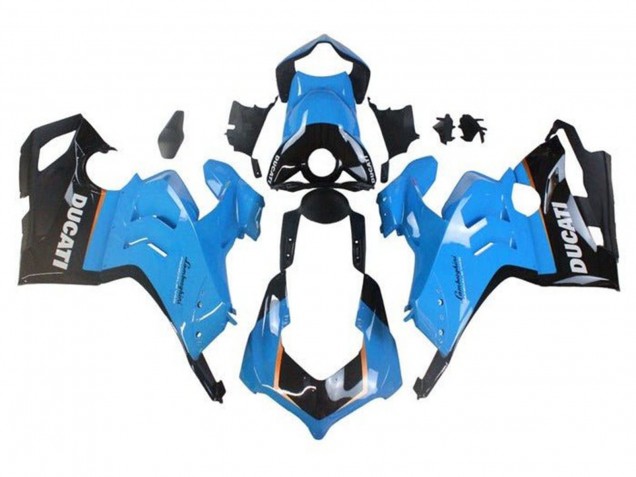 Mejores Carenados Moto Ducati Panigale V4 V4S 2020-2021 - Azul Claro Naranja Negro Brillante