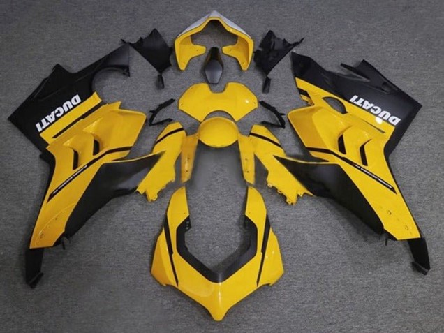 Mejores Carenados Moto Ducati Panigale V4 V4S 2020-2021 - Amarillo Blanco Negro Mate