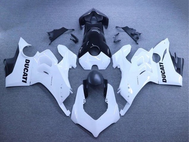 Mejores Carenados Moto Ducati Panigale V4 V4S 2020-2021 - Blanco Negro Brillante