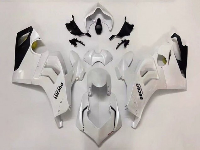 Mejores Carenado Moto Ducati Panigale V4 V4S 2020-2021 - Blanco Perla Negro Brillante