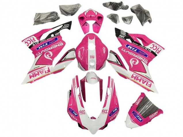 Mejores Carenados Moto Ducati Panigale 899/1199 2011-2014 - Rosa Blanco Negro Brillante Fiamm