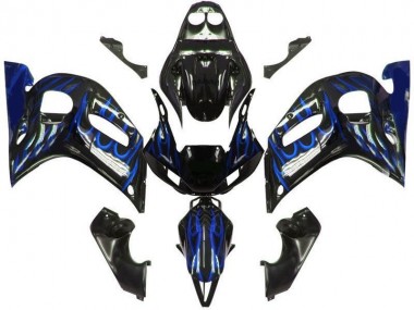 Mejores Carenados Moto Yamaha YZF 600 R6 1998-2002 - Negro Brillante Azul Llama
