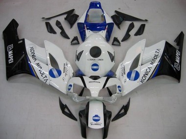 Mejores Carenados Moto Honda CBR1000RR 2004-2005 - Blanco Azul Negro Brillante Konica Minolta