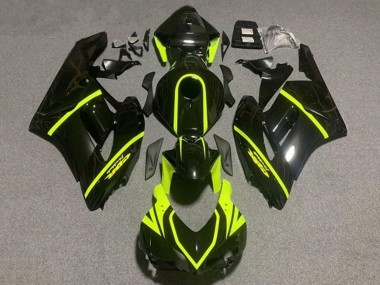 Mejores Carenados Moto Honda CBR1000RR 2004-2005 - Negro Brillante Alta Visibilidad Amarillo Raya